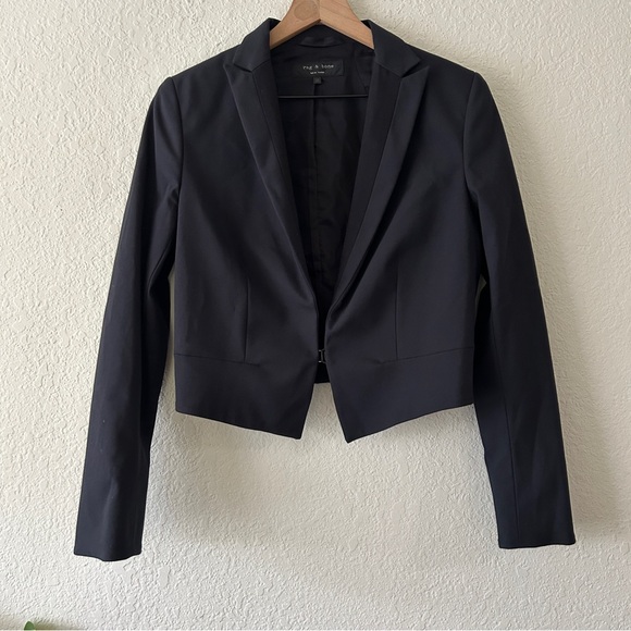 Rag & Bone Cropped Navy Blazer Jacket Size 10 - Picture 2 of 5